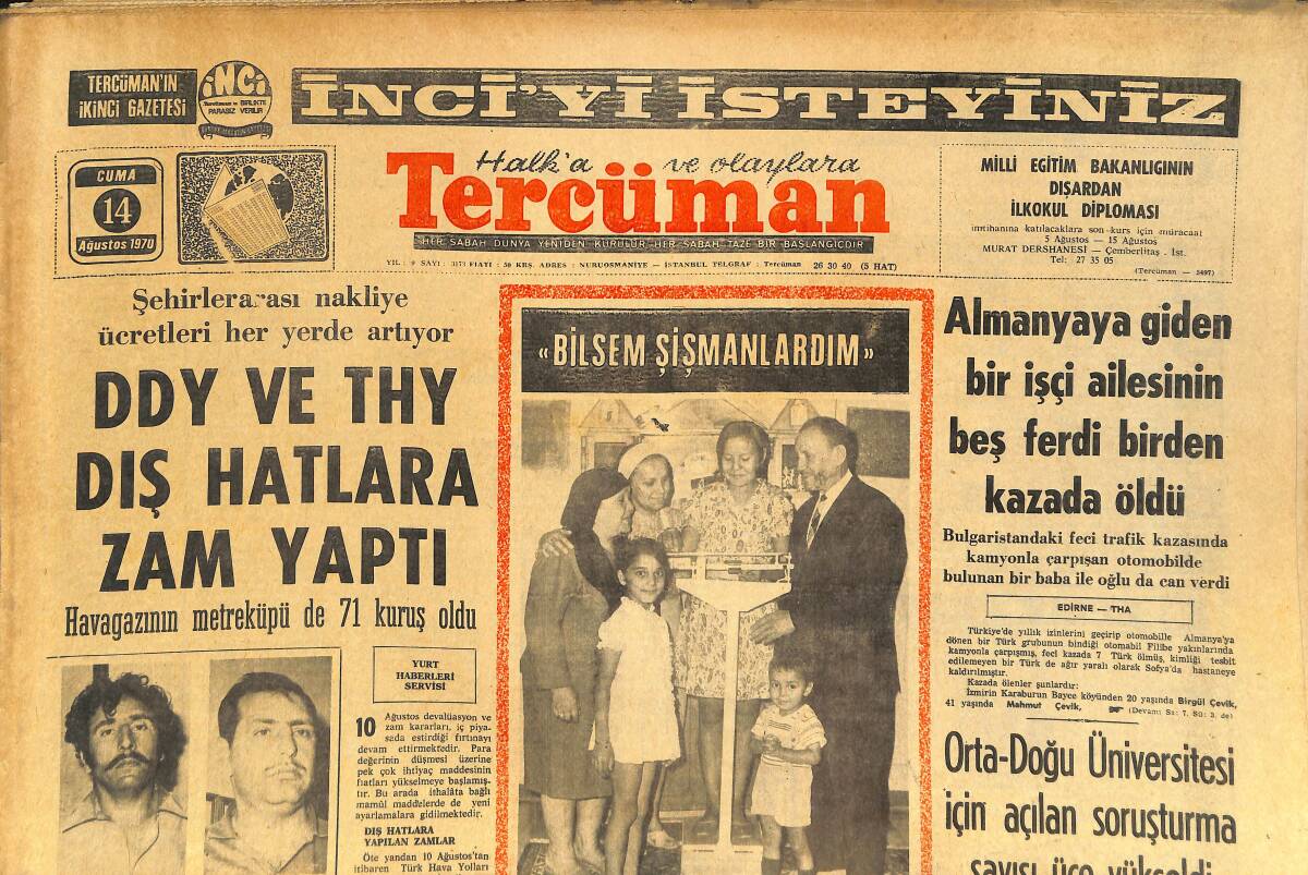 Tercüman Gazetesi 14 Ağustos 1970 - Orta-Doğu Üniversitesi İçin Açılan Soruşturma Sayısı Üçe Yükseldi GZ145276 - 1
