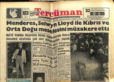 Tercüman Gazetesi 14 Aralık 1956 - Adnan Menderes Kıbrıs Ve Ortadoğu Meselesini Müzakere Etti GZ54734 - 1