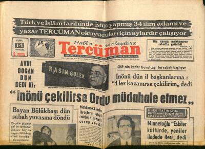 Tercüman Gazetesi 14 Aralık 1962 - Kandemirin İdamı Hukukçuları İki Kısma Ayırıyor - Bayan Bölükbaşı Dün Sabah Yuvasına Döndü GZ119004 - 1