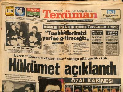Tercüman Gazetesi 14 Aralık 1983 - Özal , 46ncı Hükümeti Kurdu GZ67315 - 1