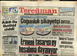 Tercüman Gazetesi 14 Aralık 1985 - Ermeni Tasarısı Oy Hesabına Dayanıyor GZ103391 - 2