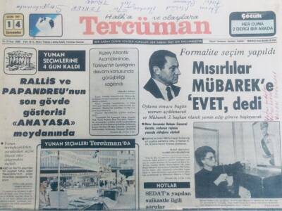 Tercüman Gazetesi 14 Ekim 1981 - Mısırlılar Hüsnü Mübareke Evet Dedi GZ40504 - 1