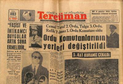 Tercüman Gazetesi 14 Eylül 1962 - Cemal Tural 2.Ordu , Tulga 3.Ordu , Refik Yılmaz 1. Ordu Komutanı Oldu GZ68639 - 1