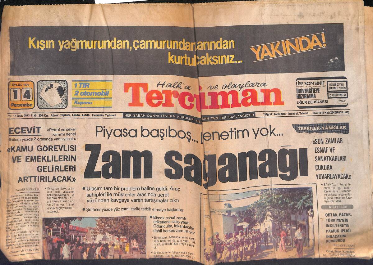 Tercüman Gazetesi 14 Eylül 1978 - İran'da Eski Yöneticiler Yolsuzluktan Tutuklanıyor - Türkan Şoray'da Tv'den Şikayetçi GZ132530 - 1
