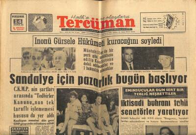 Tercüman Gazetesi 14 Haziran 1962 - İnönü Gürsele Hükümeti Kuracağını Söyledi GZ118841 - 1