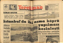 Tercüman Gazetesi 14 Kasım 1965 - İstanbulda İki Asma Köprü Yapılması Kesinleşti GZ70687 - 1