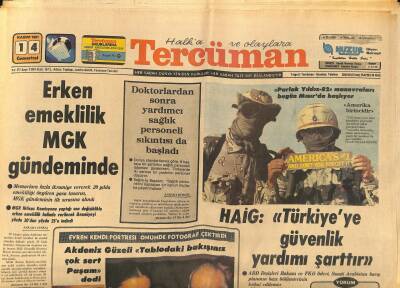 Tercüman Gazetesi 14 Kasım 1981 - Haig Türkiyeye Güvenlik Yardımı Şarttır - Erken Emeklilik MGK Gündeminde GZ122101 - 1