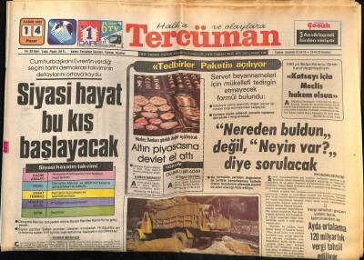 Tercüman Gazetesi 14 Kasım 1982 - Altın Piyasasına Devlet El Attı GZ53828 - 1