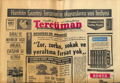 Tercüman Gazetesi 14 Mart 1968 - Baraj Ve Nehirler Taştı Ankara , Eskişehir Su Altında GZ76015 - 1