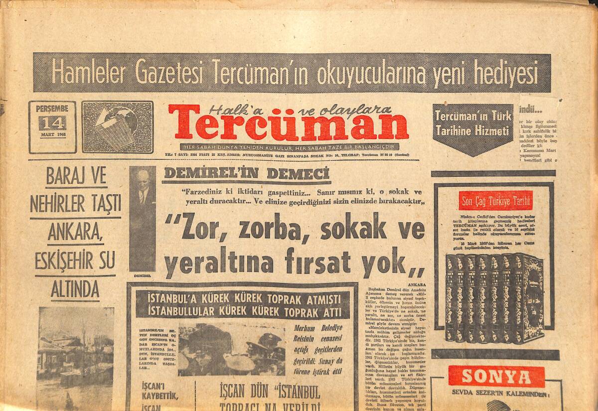 Tercüman Gazetesi 14 Mart 1968 - İstanbul'da İki Tıp Fakültesi - Ahmet Sezgin Her Yeniliğin Öncüsüdür GZ142092 - 1