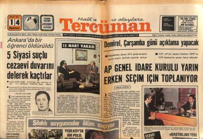Tercüman Gazetesi 14 Mart 1977 - AP Genel İdare Kurulu Yarın Erken Seçim İçin Toplanıyor GZ88943 - 1