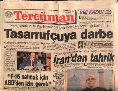 Tercüman Gazetesi 14 Mart 1989 - İbrahim Tatlıses İle Acılı Röportaj GZ83287 - 1