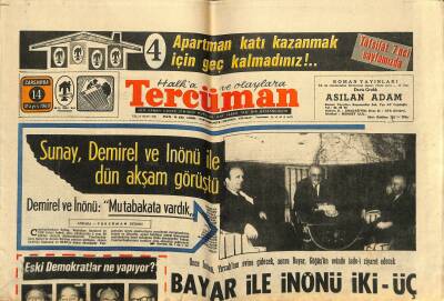 Tercüman Gazetesi 14 Mayıs 1969 - Kral Metin , Tahtını Bırakıyor - Sunay , Demirel Ve İnönü İle Dün Akşam Görüştü GZ123485 - 1