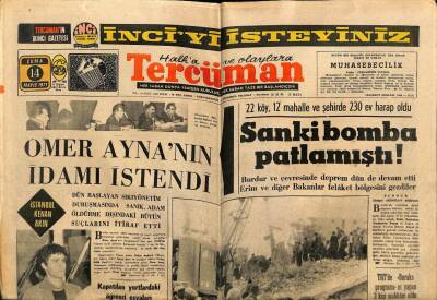 Tercüman Gazetesi 14 Mayıs 1971 - Ömer Aynanın İdamı İstendi GZ65464 - 2