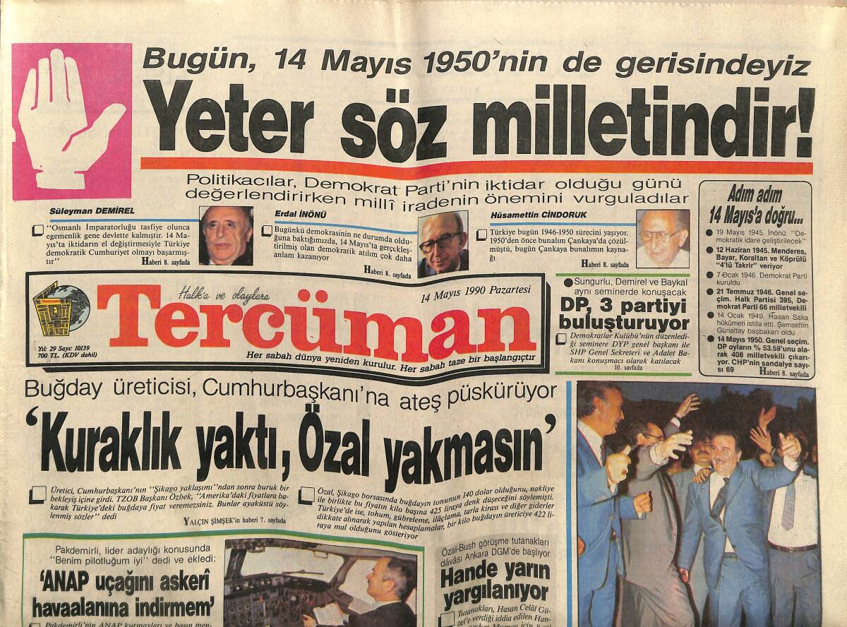 Tercüman Gazetesi 14 Mayıs 1990 - Nükhet Duru: Rol Arkadaşım Bir Harika - Galatasaray Trabzon'da Piknik Yaptı GZ150445 - 1
