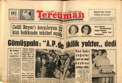 Tercüman Gazetesi 14 Nisan 1963 - Celal Bayarı Karşılayan 22 Kişi Hakkında Takibat Açıldı GZ67545 - 1