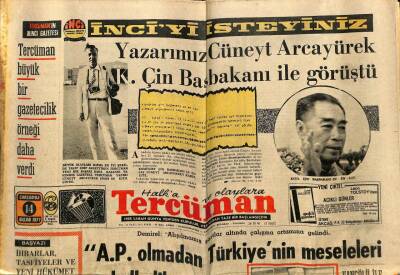 Tercüman Gazetesi 14 Nisan 1971 - Yazarımız Cüneyt Arcayürek Çin Başbakanı İle Görüştü GZ70809 - 2