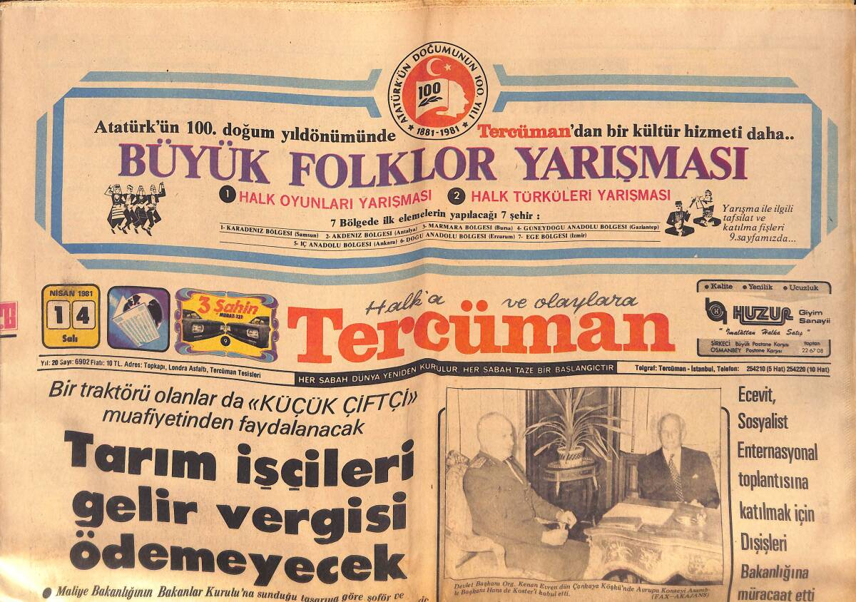 Tercüman Gazetesi 14 Nisan 1981 - Uzay Dolmuşu Dünya'ya Dönüyor - Bülent Ersoy Bugün Ameliyatla Kadın Oluyor GZ132461 - 2