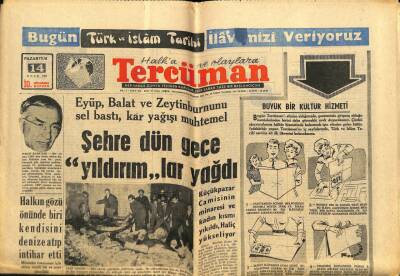Tercüman Gazetesi 14 Ocak 1963 - Eyüp , Balat Ve Zeytinburnunu Sel Bastı GZ65412 - 1