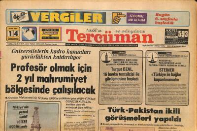 Tercüman Gazetesi 14 Ocak 1981 - Türk-Pakistan İkili Görüşmeleri Yapıldı - TPAOnun Bütün Sondaj Çalışmaları Güneydoğuya Kaydırılıyor GZ127438 - 1