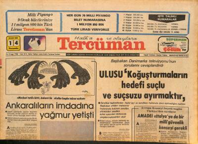 Tercüman Gazetesi 14 Ocak 1982 - Tarık Akan Davasında Ünlü Sanatçılar Şahit Olarak Dinlendi - Galatasaray 6 Özel Maç Yapacak GZ127481 - 1