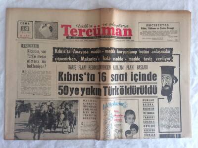 Tercüman Gazetesi 14 Şubat 1964 - Kıbrısta 16 Saat İçinde 50ye Yakın Türk Öldürüldü GZ73598 - 1