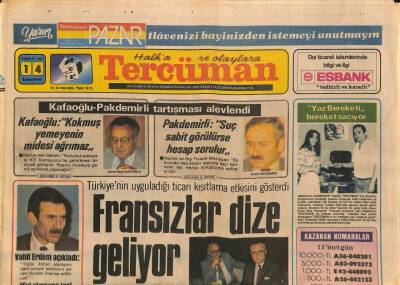 Tercüman Gazetesi 14 Temmuz 1984 - Bekir Çelenki Geri İstedik GZ90659 - 1