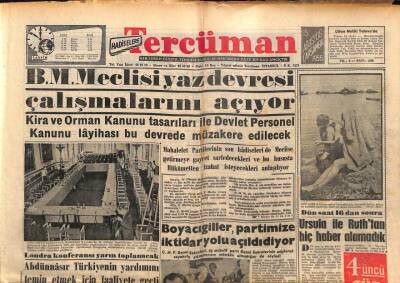 Tercüman Gazetesi 15 Ağustos 1956 - BM Meclisi Yaz Devresi Çalışmalarını Açıyor GZ54398 - 1