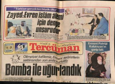 Tercüman Gazetesi 15 Ağustos 1984 - Olimpiyat Kafilemiz , Ermeni Teröristlerin Saldırısından Son Anda Kurtuldu GZ72323 - 1