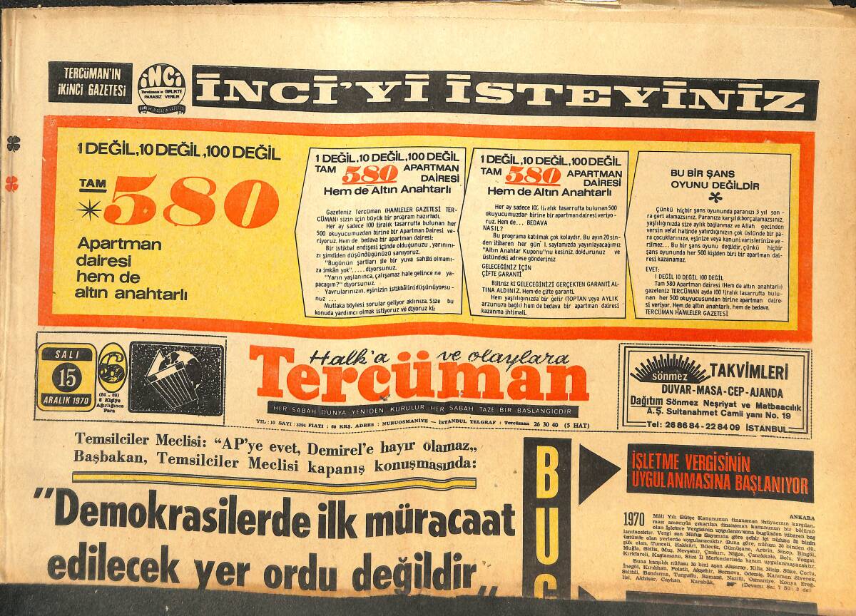 Tercüman Gazetesi 15 Aralık 1970 - Bir Panama Şilebi Sarıyer'de Karaya Oturdu GZ144550 - 1