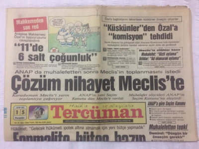 Tercüman Gazetesi 15 Ekim 1987 - Nice Yıllara Turgut - GZ15586 - 1