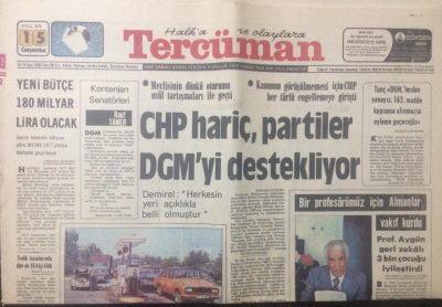 Tercüman Gazetesi 15 Eylül 1976 - CHP Hariç Partiler DGMyi Destekliyor - GZ15014 - 1