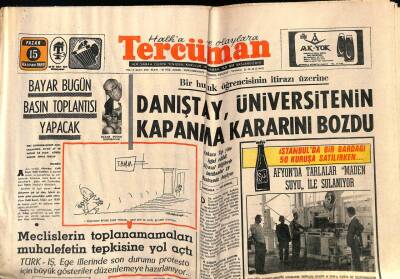 Tercüman Gazetesi 15 Haziran 1969 - İstanbulda Bir Bardağı 50 Kuruşa Satılırken , Afyonda Tarlalar Maden Suyu İle Sulanıyor GZ67947 - 2