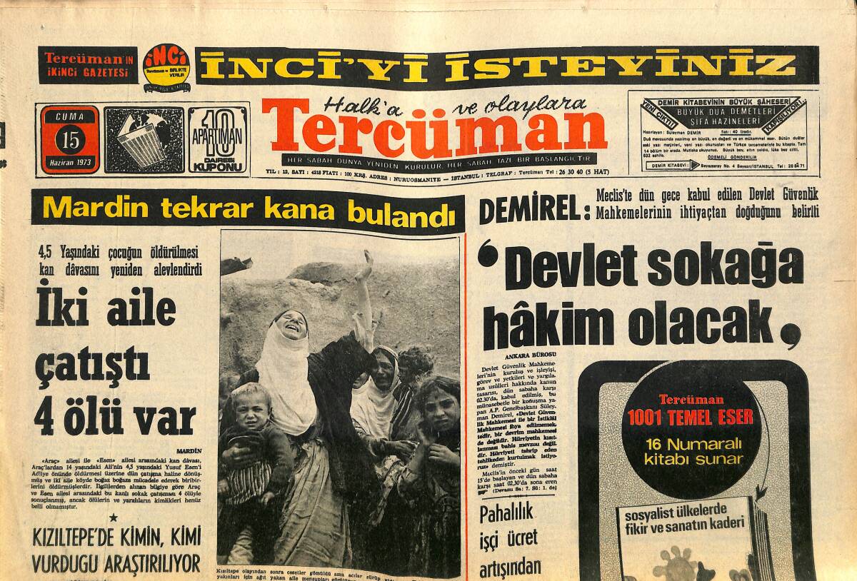 Tercüman Gazetesi 15 Haziran 1973 - Büyük Maça Bir Gün Kalalı Kamacı İle Ortiz Yan Yana Geldi - Karadeniz İstanbul'un Çöplüğü Oluyor GZ141172 - 1