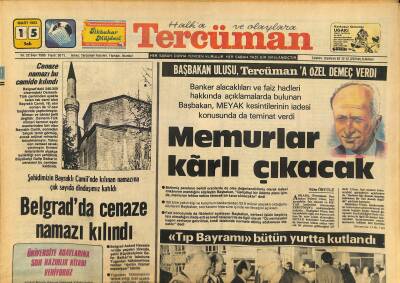 Tercüman Gazetesi 15 Mart 1983 - Belgradda Cenaze Namazı Kılındı - Dünya Kros Şampiyonasına Katılacağız GZ127199 - 1