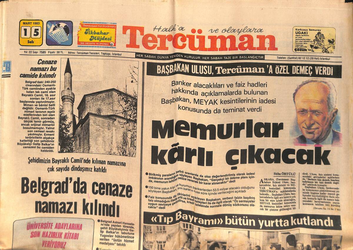 Tercüman Gazetesi 15 Mart 1983 İstanbul'da Tarihi Bina Yangınlarına Bir Yenisi Daha Eklendi 