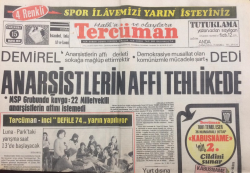 Tercüman Gazetesi 15 Mayıs 1974 - Anarşistlerin Affı Tehlikede - GZ12766 - 2