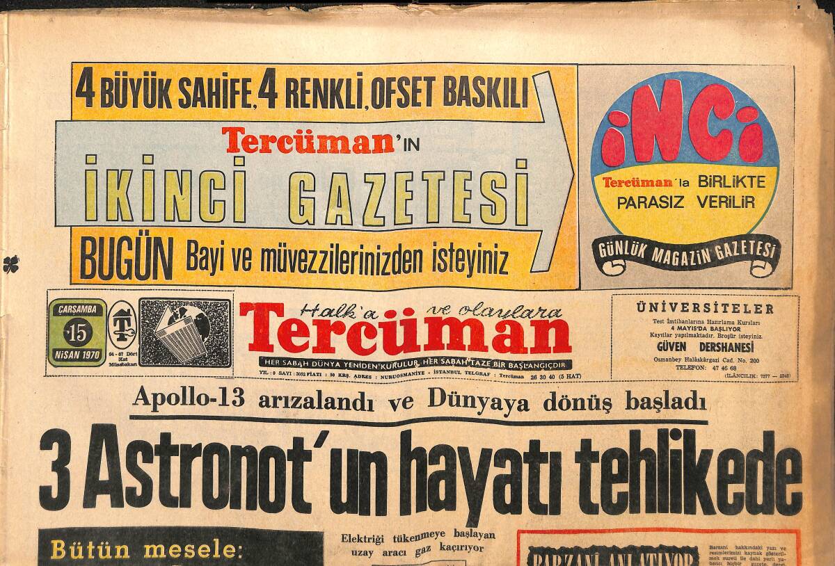 Tercüman Gazetesi 15 Nisan 1970 - Şefik Ağa , Barzani'nin Şartlarını Binbaşıya Anlattı - Anadolu Beyleri Kupa İçin Cenk Ediyor GZ141678 - 1