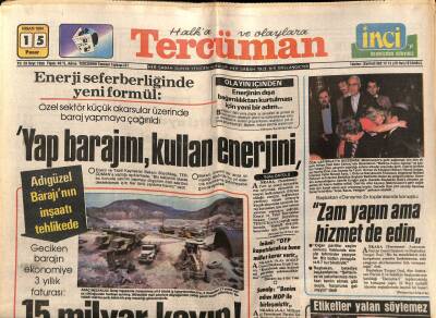 Tercüman Gazetesi 15 Nisan 1984 - Doğum Günü Hediyesi 1984 - Adıgüzel Barajının Yapımı Tehlikede GZ54409 - 1