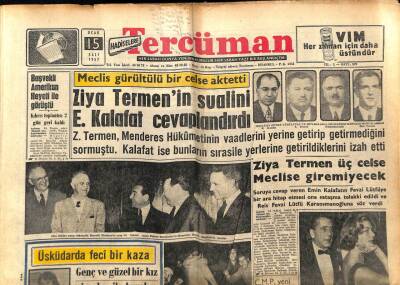 Tercüman Gazetesi 15 Ocak 1957 - Adnan Menderes Amerikan Heyeti İle Görüştü GZ54012 - 1