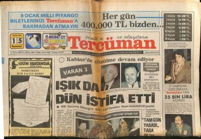 Tercüman Gazetesi 15 Ocak 1979 - Kabinede Çözülme Devam Ediyor , Işık da Dün İstifa Etti GZ77529 - 1