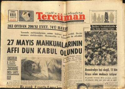 Tercüman Gazetesi 15 Temmuz 1966 - Avustralya İşçi Değil , 11 Bin Lirası Olan Muhacir İstiyor GZ123598 - 1