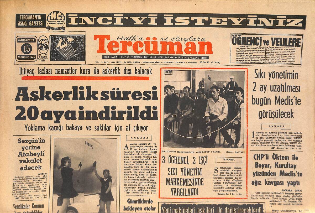 Tercüman Gazetesi 15 Temmuz 1970 - 4 Milyon Liralık Kaçak 20 Çorap Makinesi Ele Geçti - Fenerbahçe'nin Antrenörü İllovski GZ146102 - 1