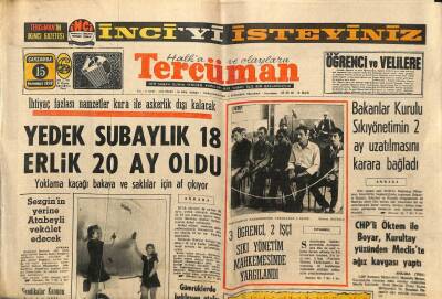 Tercüman Gazetesi 15 Temmuz 1970 - Bakanlar Kurulu Sıkıyönetimin 2 Ay Uzatılmasını Karara Bağladı GZ93033 - 1