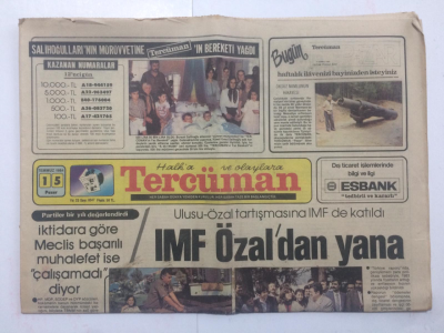 Tercüman Gazetesi 15 Temmuz 1984 - IMF Özaldan Yana - GZ15183 - 2