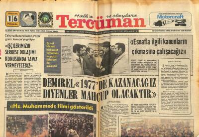 Tercüman Gazetesi 16 Aralık 1976 - Demirel 1977de Kazanacağız Diyenler Mahçup Olacaktır - Hz. Muhammed Filmi Gösterildi GZ123492 - 1