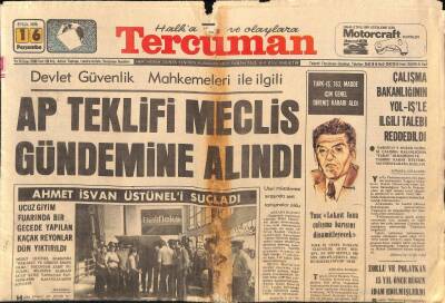 Tercüman Gazetesi 16 Eylül 1976 - Ahmet İsvan Üstüneli Suçladı GZ90754 - 1