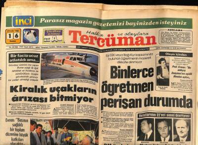 Tercüman Gazetesi 16 Eylül 1983 - Kiralık Uçakların Arızası Bitmiyor GZ67046 - 1