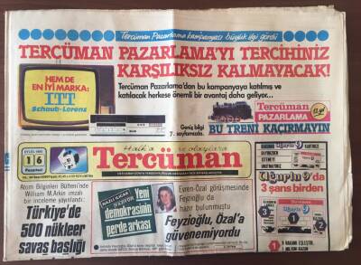 Tercüman Gazetesi 16 Eylül 1985 - Hükümetin Af Görüşü Belirleniyor GZ10366 - 2