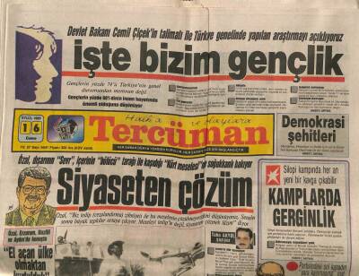 Tercüman Gazetesi 16 Eylül 1988 - Cemil Çiçekin Talimatı İle Yapılan Araştırma GZ89109 - 1
